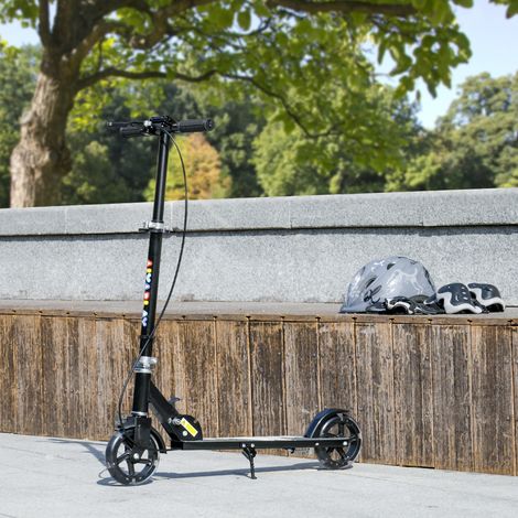 Kinderroller für Kinder von 3 bis 8 Jahren, faltbarer Zweiradroller mit LED-Beleuchtung, 4-fach höhenverstellbar, schwarz