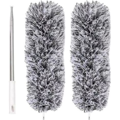 Plumeau Extensible en Microfibre avec Perche télescopique en Acier 110 po et tête Nettoyage Pliable Plumeau Plafond Lavable (1/5)