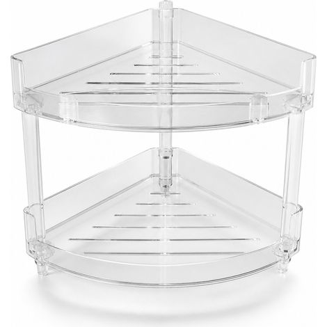 Étagère d'angle murale transparente — organiseur de salle de bain sans perçage pour cosmétiques et accessoires (1/5)