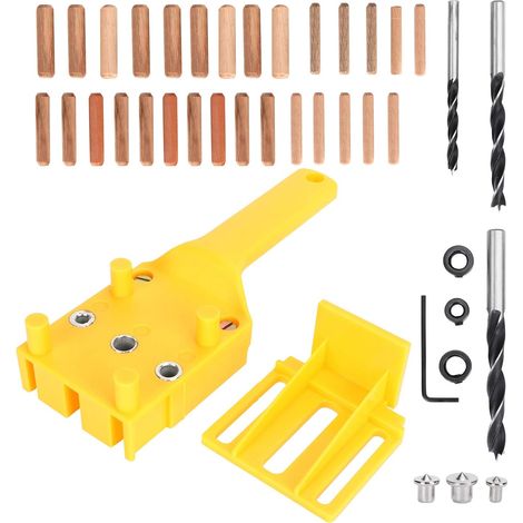 AIDUCHO Ensemble de guides de perçage de localisateur de poinçon de 41 pièces, ensemble de chevilles à bois pour le travail du bois Jaune (1/5)