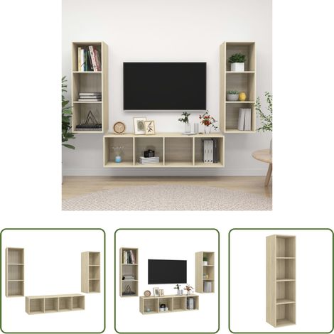 vidaXL Wandhalterung - 3-tlg. TV-Schrank-Set Sonoma-Eiche Holzwerkstoff (1/5)