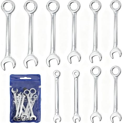 10 Pièces Mini Clés Mixtes Métriques 4mm-11mm Clef Plate a Cliquet Set de Clé Polygonale pour Réparation de Bicyclettes D'automobiles et D'appareils Ménagers (1/5)
