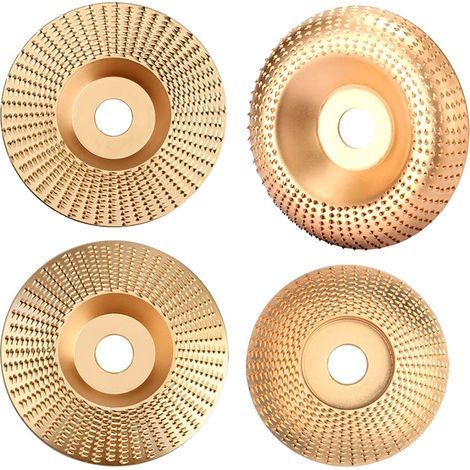 4 pezzi Mola angolare in legno, disco di sagomatura al tungsteno, disco per smerigliatrice a ruota, scultura di un disco abrasivo per legno, lucidatura della smerigliatrice con albero da 16 mm (1/5)