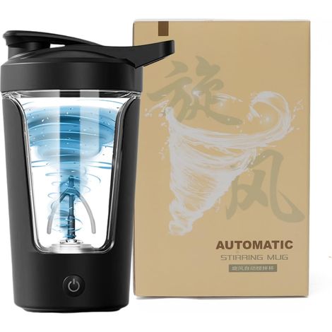 Protéine Shaker Électrique, 450ml Mélangeur de Protéines, Portable Shaker Tasse pour Boissons Protéinées, Shaker Electrique(Noir)