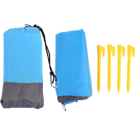 Matelas de camping bleu 1,4 x 2 m, couverture de plage imperméable, accessoires de pique-nique portables pour l'extérieur (1/5)