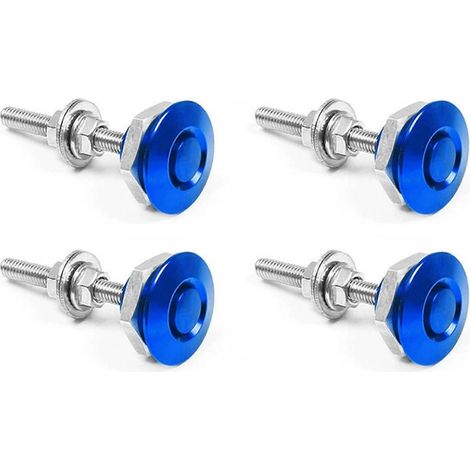Lot de 4 fixations universelles en aluminium pour capot et pare-chocs, diamètre 3,2 cm (1,25 pouce), verrouillage rapide, clip de plaque d'immatriculation, bleu (1/5)