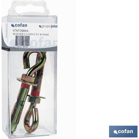 COFAN bl 1 units eye 10/12x70   caja 10 unid. , Anclajes Metálicos con Argolla 6.8 Blíster Estándar