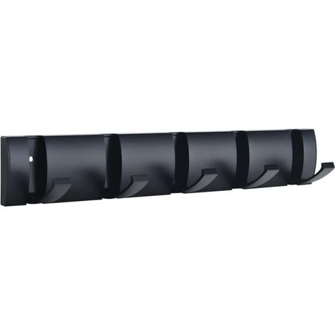 Porte Manteau Mural Noir avec 5 Crochets, Patere Murale Imperméables, Matériau en Aluminium Spatial, Porte Serviettes Pliable pour Entrée, Penderie Murale, Porte, Salle de Bain, Chambre à Coucher,de D (1/5)