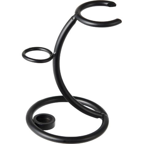 Soporte metálico para maquinilla de afeitar y brocha, duradero, kit profesional de herramientas de afeitado, diseño curvo 2 en 1 para hombres, para el hogar y viajes (negro) (1/4)