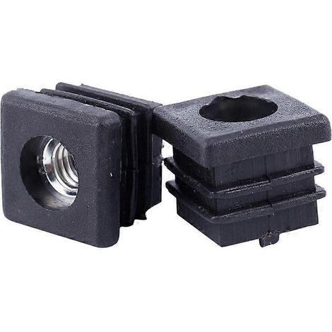 Embouts de tubes carrés, filetage M8, 20x20mm, 40 pièces, noir. (1/5)