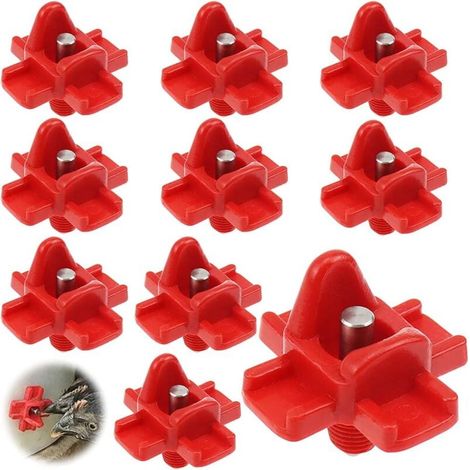 10 Stück Hühner-Wassertränken aus Kunststoff und Edelstahl 304, automatische Hühner-Nippeltränke in Rot, 32 x 32 mm, Spender-Tränkeausrüstung für Hühner, Gänse, Vögel (1/4)