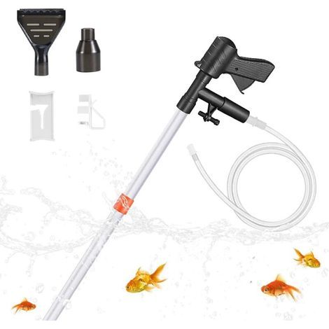 Aquariumkiesreiniger, 3-in-1-Aquarienwasserwechsler mit Luftdruckknopf und Wasserdurchflussregler zum Wasserwechsel, Sandwaschen und Entfernen von Aquarienalgen (1/5)