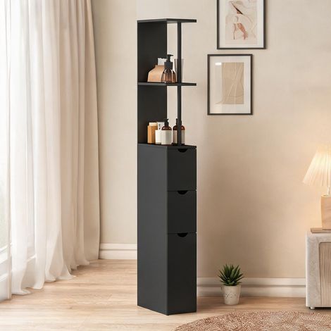 Armoire de rangement noir en MDF 33 x 15 x 136,8 cm (1/5)