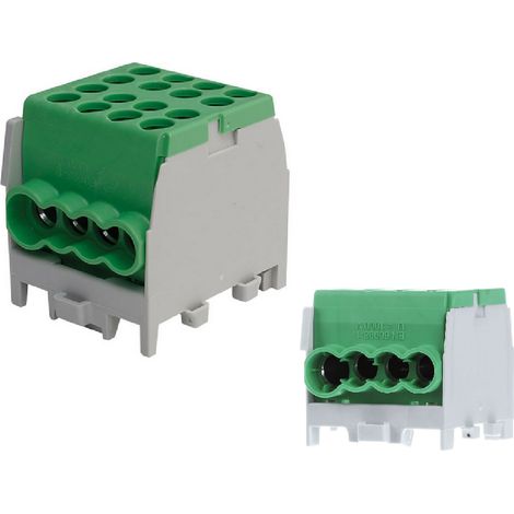 Bornier Répartiteur  Vert - 160A - Cu ou Alu- 8 trous ( 2x35 et 6x25 mm²  ) montage rail din