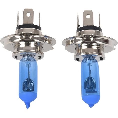 2 ampoules halogènes H4 100W 6000K blanches pour phares de voiture (1/4)