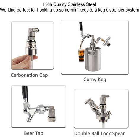 Distributeur à connexion rapide pour fût de bière artisanale en acier inoxydable avec verrouillage à bille et filetage MFL 1/4" (1/5)
