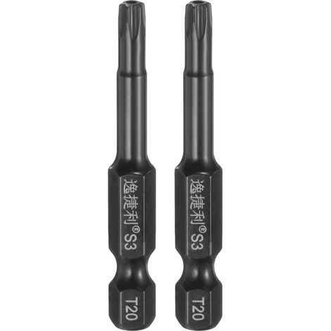 2pcs Embout Tournevis Sécurité T20 Tête Torx 1/4" Tige Hexagonale (1/5)