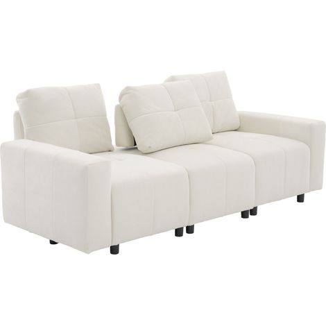 Sofá modular de 3 plazas de 213 cm en tejido chenilla, con función cama y asiento ajustable (1/5)