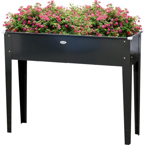 Carré de jardin surélevé avec trou de drainage, acier galvanisé, 100 x 30 x 80 cm, noir