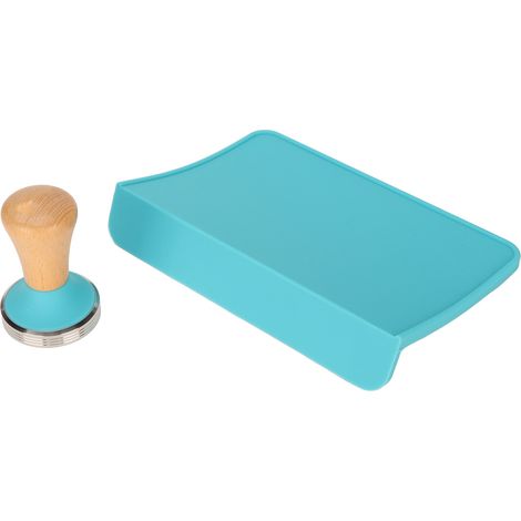 Set aus 2 Silikon-Kaffeetampern mit Buchenholzgriff, blau, 58 mm / 2,28 Zoll, für Zuhause und Büro. (1/5)
