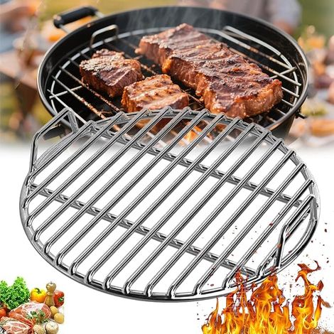 304 Grille de Barbecue Ronde en Acier Inoxydable avec poignée, diamètre 35cm pour Barbecue au Charbon (1/5)
