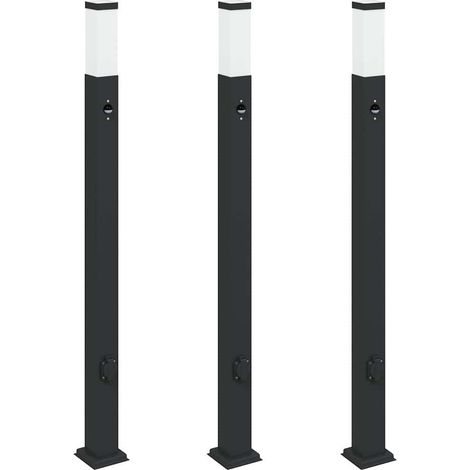 Bornes lumineuses avec détecteur et prise lot de 3 110 cm noir IP44 vidaXL (1/5)