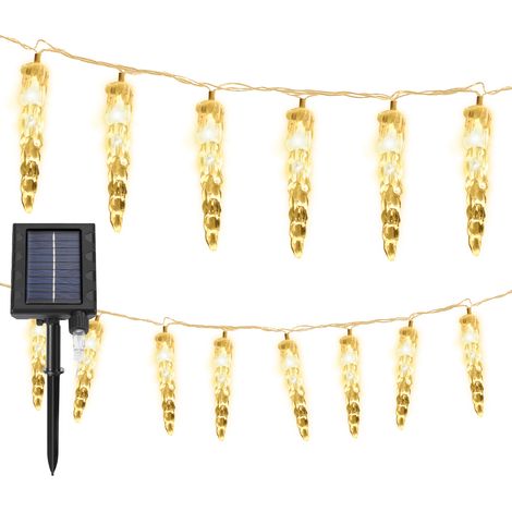 Randaco 10M 80 LED Solar Eiszapfen Lichterkette Außen Innen 8 Modi IP44 Party Garten Lichtervorhang Fenster Weihnachten Eisregen Beleuchtung Deko Warmweiß