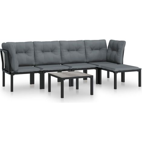 Maison Exclusive - 6-tlg. Garten-Lounge-Set Schwarz und Grau Poly