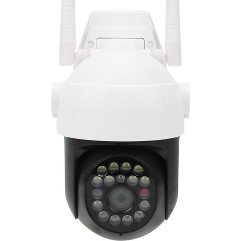Caméra dôme Wi-Fi 1080p avec vision nocturne, fonction PTZ et 17 LED pour la surveillance extérieure et la sécurité domestique. Prise 110-220 V.