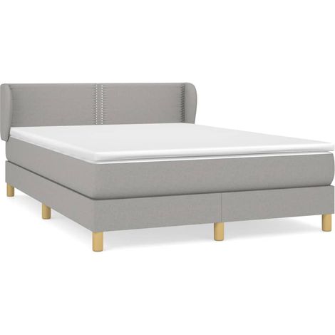 Maison Exclusive - Cama box spring con colchón tela gris claro 14