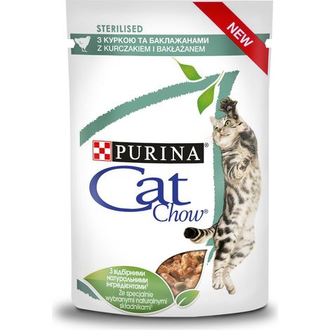 Purina Cat Chow stérilisé au poulet et aubergines en sauce 85 g (1/5)