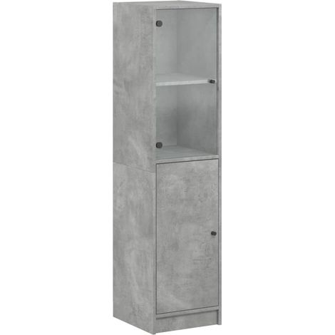 Aparador cómoda mueble de almacenaje organizador cocina salón salón con puerta de cristal 35 x 37 x 142 cm gris 020030100
