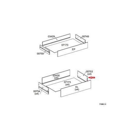 R LATERALE CASSETTO 00753 X KIT CASSETTIERA 5C NOVA 77X40X107 BIANCA