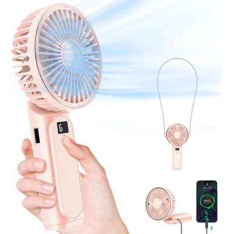 Ventilatore portatile,mini ventilatore pieghevole a 180°,6 velocità,4000 mAh,per uso interno/esterno (1/5)