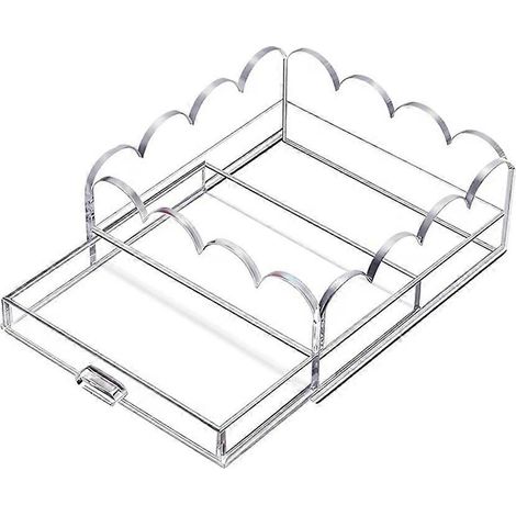 Plateau en acrylique transparent avec tiroir pour ranger broderies, cartes de vœux, tissus, serviettes, bijoux, décoration de bureau (1/5)