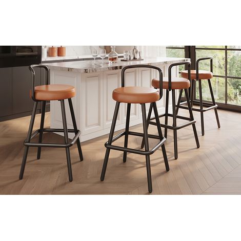 Sgabello da bar 45,5x45,5x90,5 cm in metallo e PU marrone, set 4 FloraGrace (1/5)