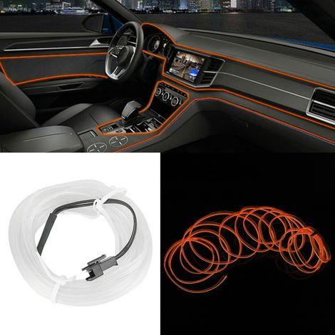 Bande lumineuse décorative pour voiture, éclairage intérieur LED EL à lumière froide, 5 mètres, orange (1/5)