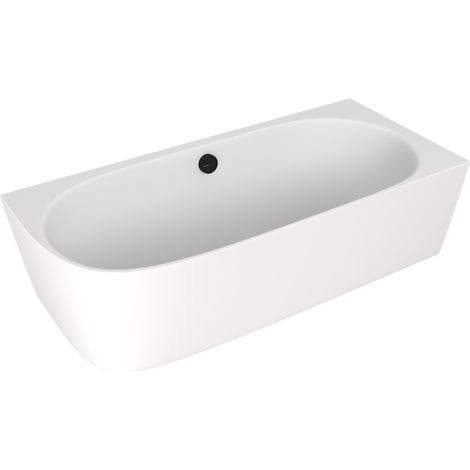 SUSSI R Baignoire d'angle sur pied en marbre coulé 160x70x49,5cm, blanc mat (1/2)