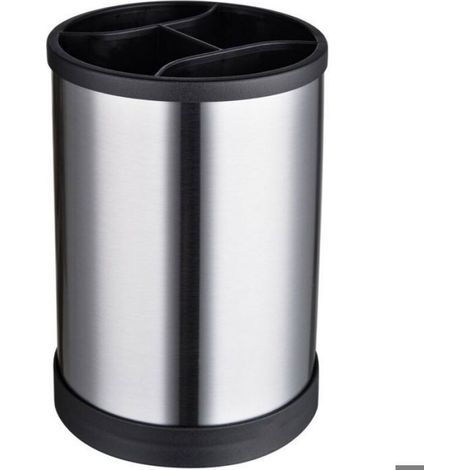 Organisateur Ustensiles Comptoir - Acier Inoxydable - Rotation 360° - Pour Couteaux Cuillères Baguettes - Noir - 12 x 12 x 17 cm (1/5)