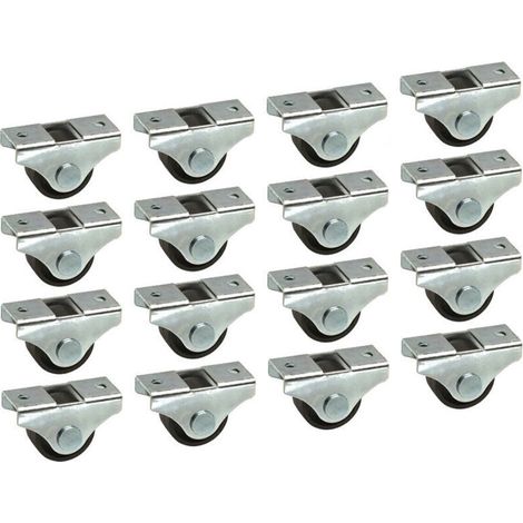 Roulettes Universelles 25 mm Noir pour Meuble, Lit, Chariot et Rangement – Lot de 16 (1/2)