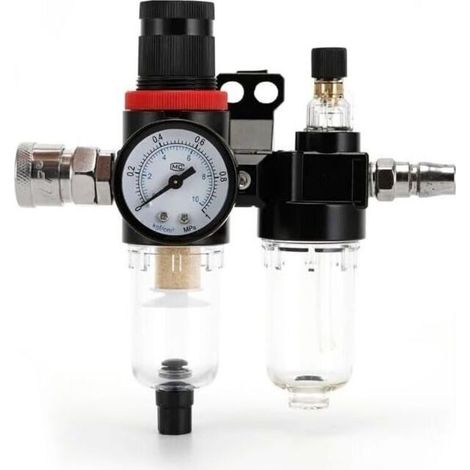 Régulateur de filtre à air comprimé 1/4 pouce. piège à humidité. séparateur d'huile et d'eau. réducteur de pression. compresseur de gaz pneumatique. connecteur de manomètre (1/3)