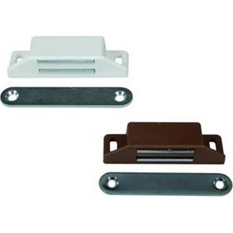 50PZ CRICCHETTO MAGNETICO RETTANGOLARE GRANDE - mm.65x20x15h., in plastica bianc