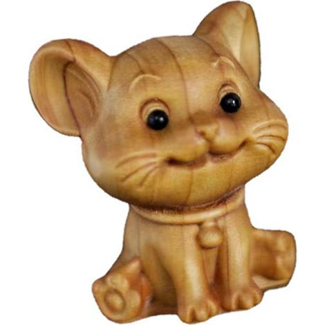 Ornements de souris en bois, gravure fine, forme mignonne, miniature exquise, modèle d'animal pour la maison, artisanat de décoration (1/5)