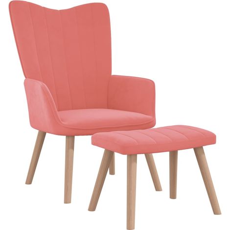 Chaise de relaxation avec repose-pied Fauteuil relax - Rose Velours BonneVie-31321 (1/5)
