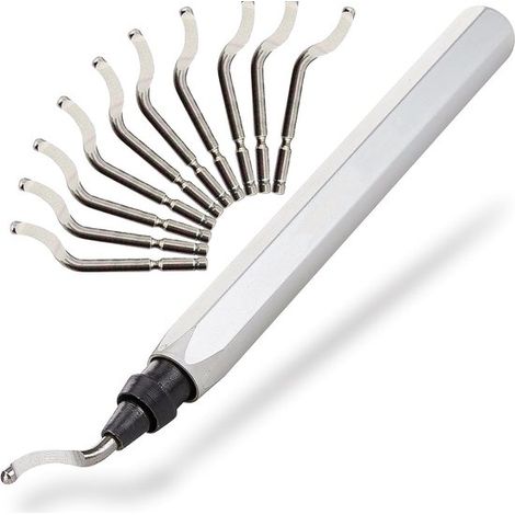 Herramienta desbarbadora con 10 cuchillas，plástico，tuberías de PVC y bordes impresos en 3D (1 mango de color plateado) (1/5)