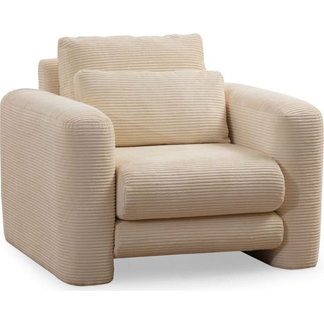 Fauteuil en velours côtelé beige - Amaya