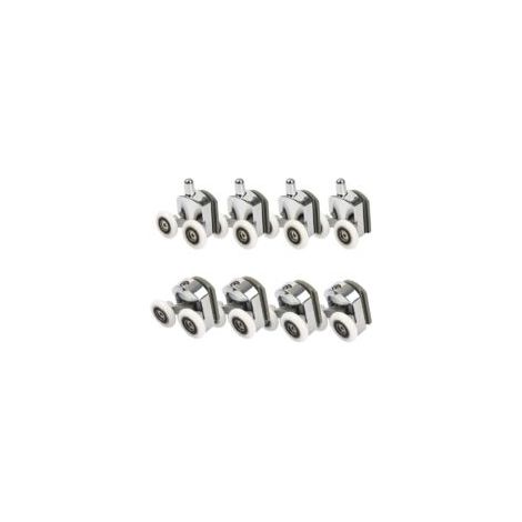 Rulli per porta doccia, rulli per porta doccia da 23 mm, rulli scorrevoli, pulegge, 8 pezzi, diametro porta doccia, superiore/inferiore, ricambi per bagno - Crezuo