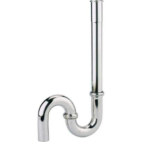 Sifón para lavadora, simple, latón, cromado, 32mm, vertical