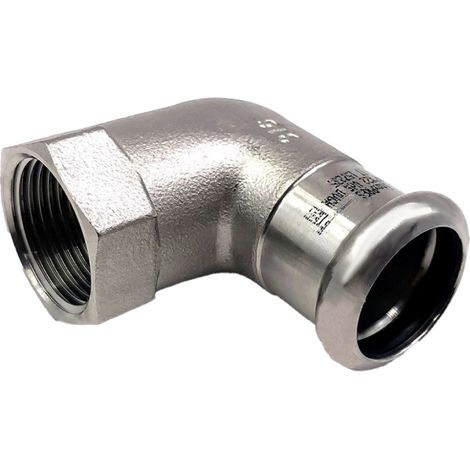 Raccordo Curvo 90 ° Pressare in Acciaio INOX Doppia Femmina 1/2x Ø 18 RMR