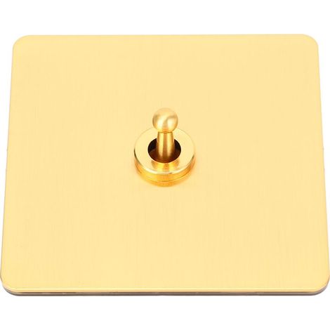 Interruptor basculante AC250V, 1 botón, 2 vías, panel de acero inoxidable color oro y base de policarbonato aislada. (1/5)